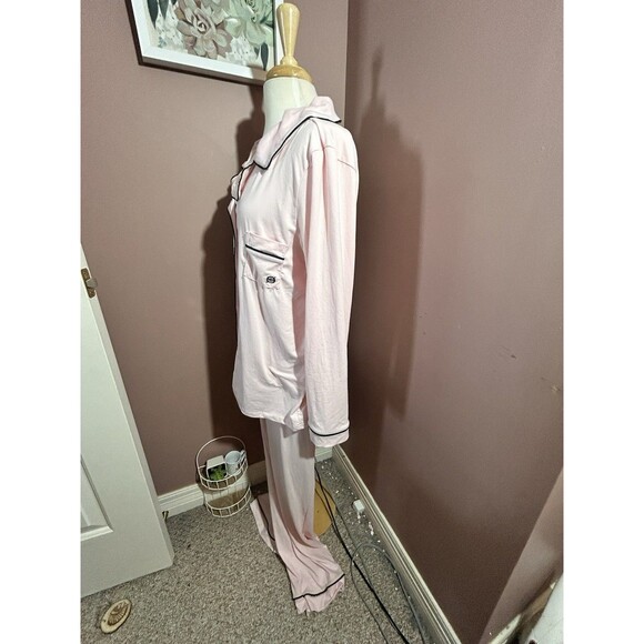 Born 2 Piece Pajama Set Womens 1XL Long Sleeve Top and Pants Pink Black Soft - Picture 3 of 11